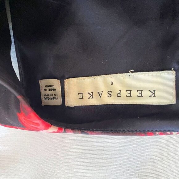 KEEPSAKE BLACK FLORAL SATIN COCKTAIL FIT & FLARE DRESS - S - Picture 6 of 9